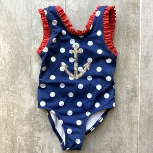 PENELOPE MACK Toddler Girls Polka Dot Swimsuit Anchor American Flag 4th 18M
